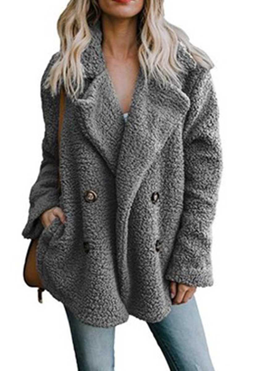 Fluffy Faux Fur Lapel Collar Womens Winter Coats