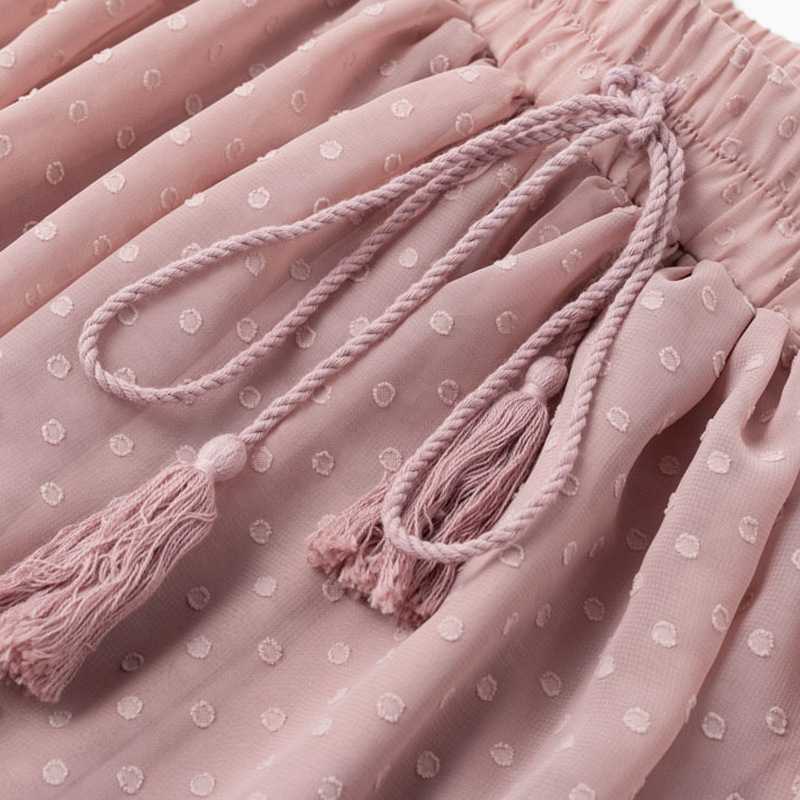 Elastic Waist 3D Polka Dots Full Lace Tulle Tiered Ruffle Skirt