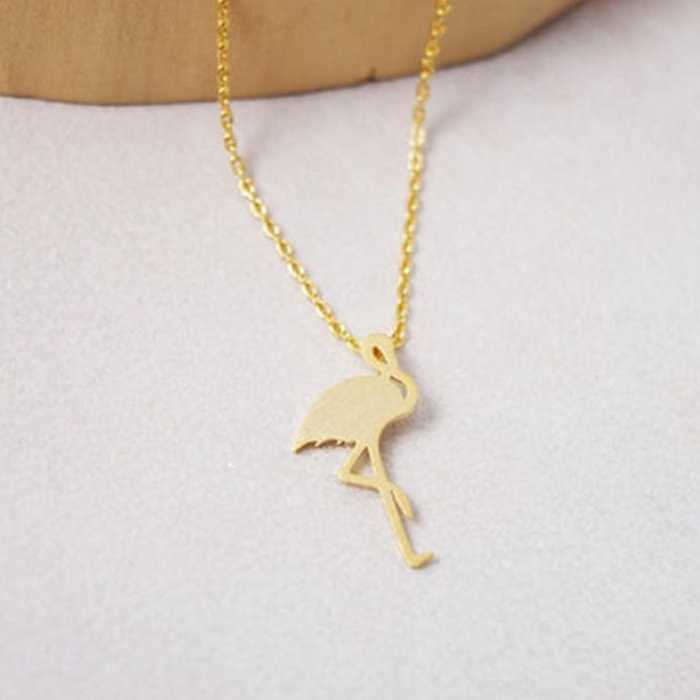 Lucky Simple Flamingo Pendant Necklace Rose Gold/Silver/Gold