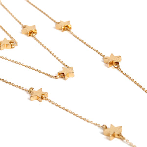 Stars Beaded Multi Layered Chocker Necklace Gold