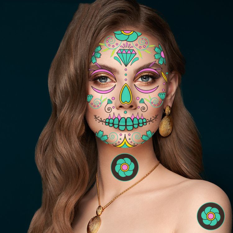 Gothic Halloween Cosplay Luminous Funny Tattoo Face Sticker