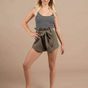 Casual High Waisted Paperbag Shorts Summer