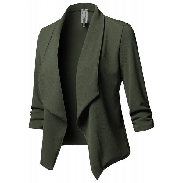 Classic Shawl Collar Short Cardigan Blazer Coat Long Sleeve