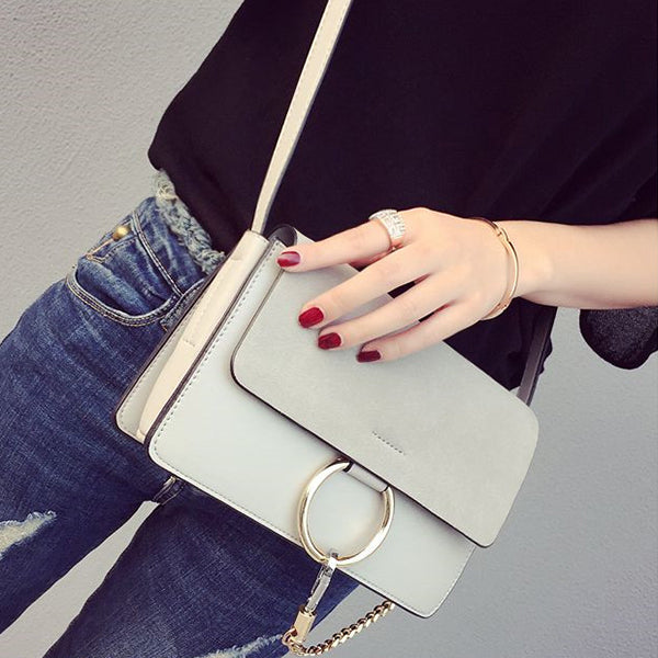 Chic Leather and Suede Shoulder Bag Handbag