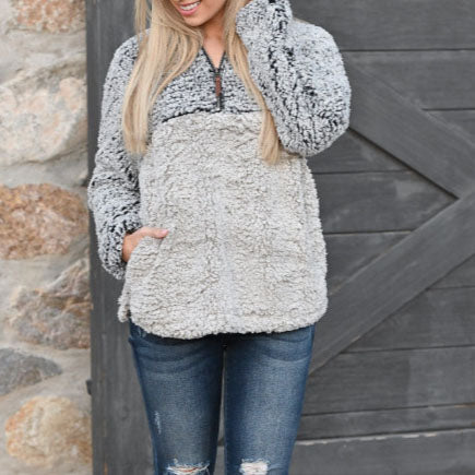 Faux Fur Sherpa Fleece Pullover Teddy Bear Sweatshirt