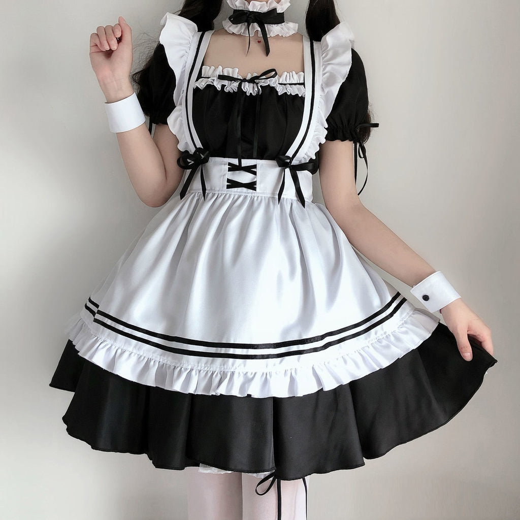 Cheap Frilly Lockable Maid Anime Cosplay Dress Costume