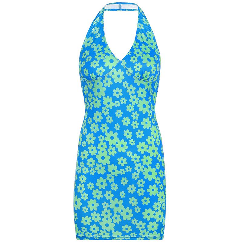 sachin and babi light blue dress Miss Hawaii 50s vintage nylon taffeta halter sundress main image 0
