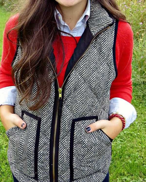 Vintage Womens Quilted Herringbone Puffer Vest