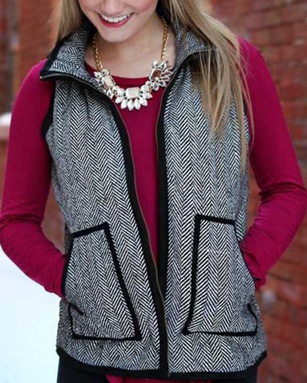 Vintage Womens Quilted Herringbone Puffer Vest