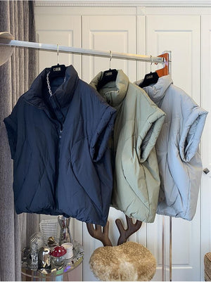 Oversized Puffy Sleeveless Puffer Jacket Winter Vest Outerwear Gilets