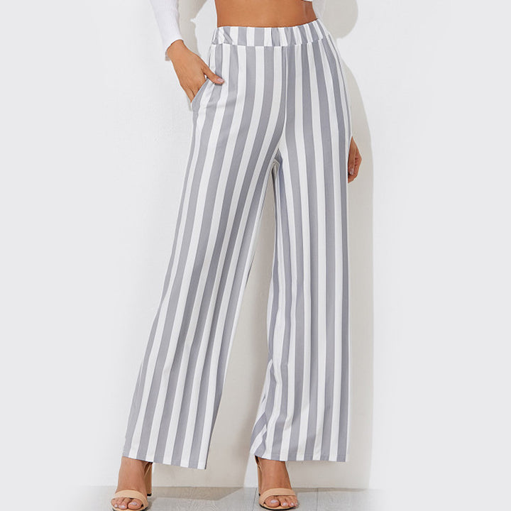 Tie Waist Belted Cigarette Trousers Striped Pants