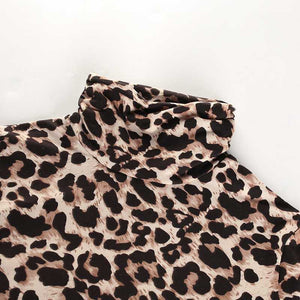 Cheetah Leopard Print Long Sleeve Thong Bodysuit