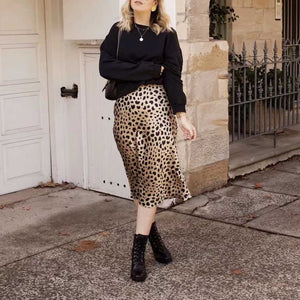 leopard midi skirt