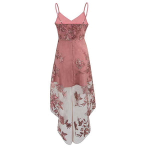 Floral Embroidery Mesh Lace High Low Dress