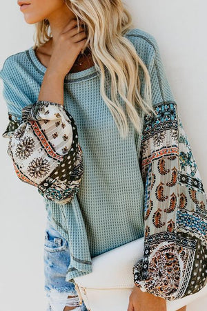 Boho Chic Oversized Patchwork Knitted Sweater With Chiffon Sleeves