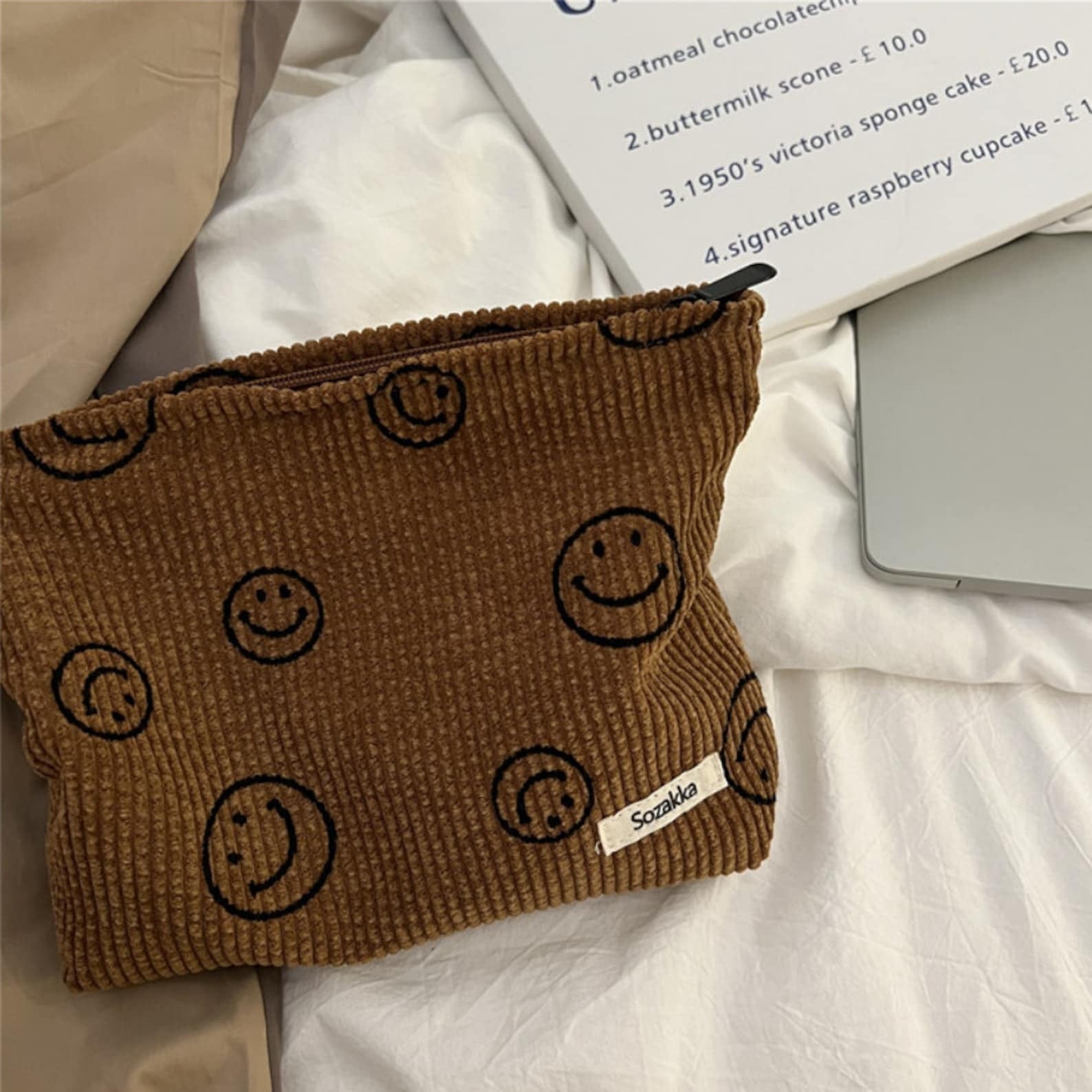Y2K Cute Smile Face Cute Small Cord Makeup Bag Weekender Organizer Purse