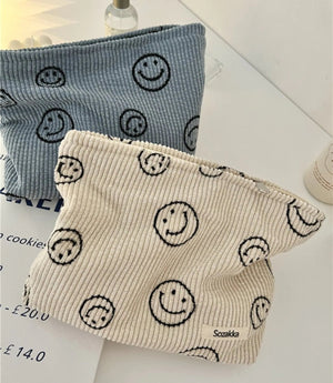 Y2K Cute Smile Face Cute Small Cord Makeup Bag Weekender Organizer Purse