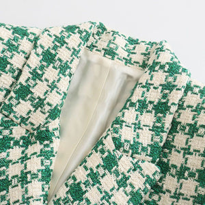Tailored Fringe Edge Tweed Textured Weave Blazer Jacket