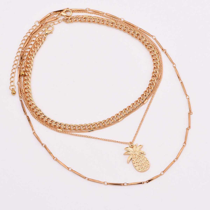 Bohemian Multi Layered Cutout Pineapple Necklace