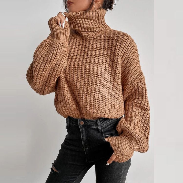 Casual Baggy Ribbed Turtle Neck Jumper Sweater sunifty