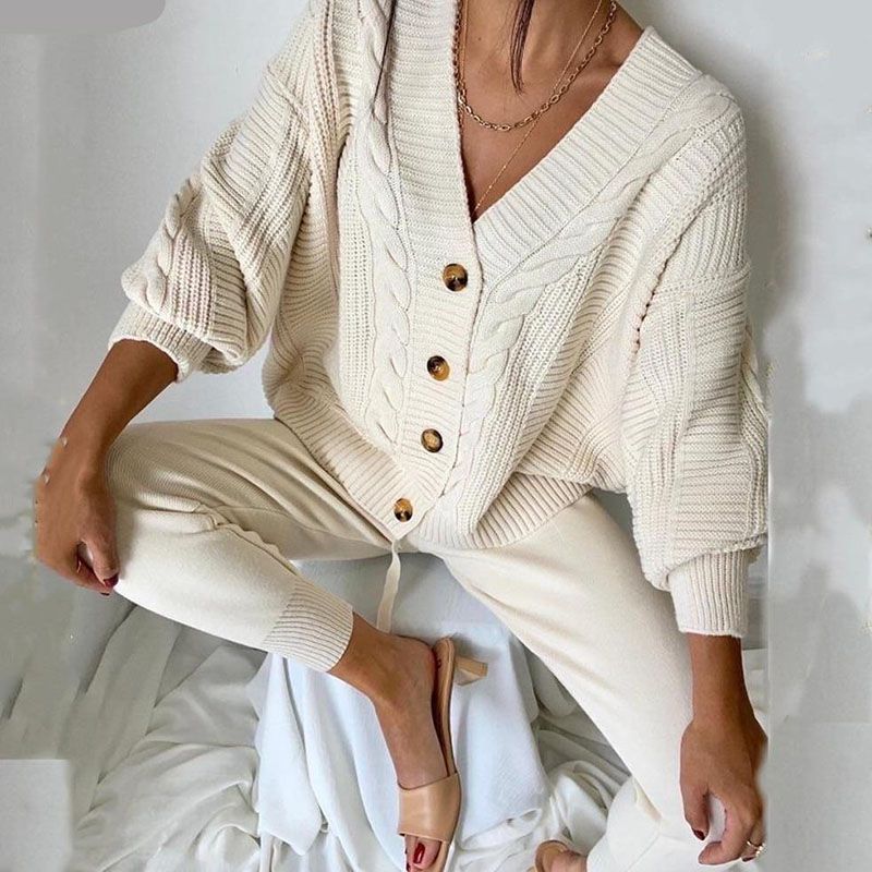 Chunky Knit Sweater and Pants Set Two Piece Loungewear Pajama Co ord