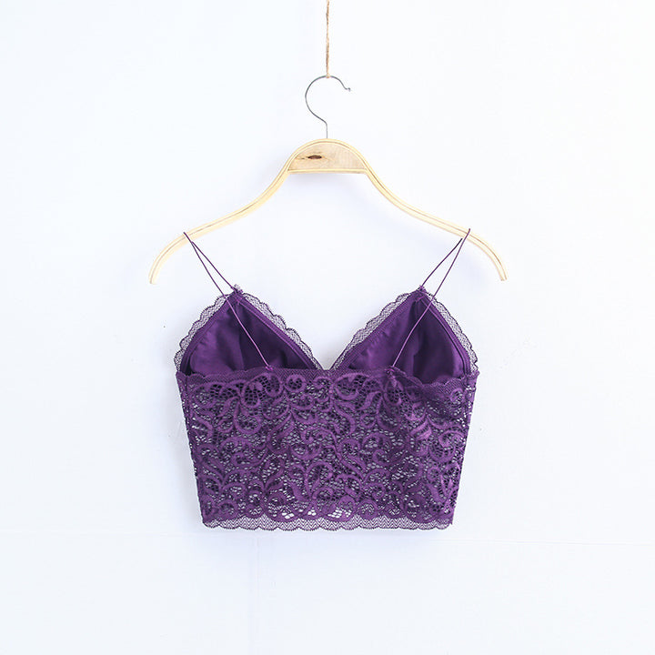 V Neck lace trim cami crop top camisoles tanks tops