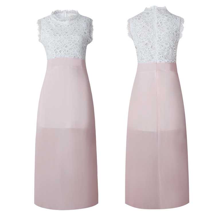 Embroidery Patchwork White Lace Chiffon Maxi Dress – sunifty
