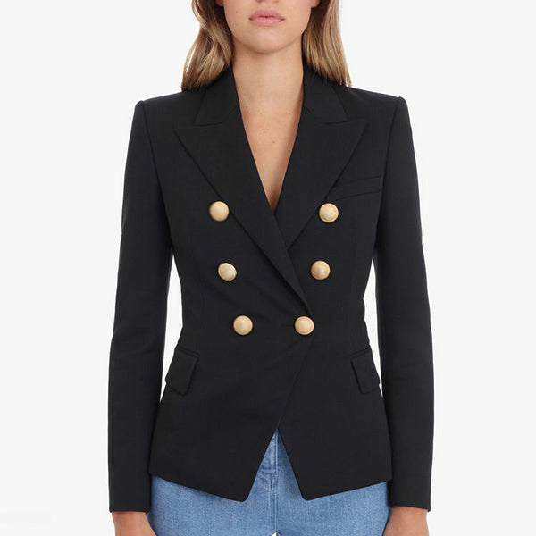 Double Breasted Women's Casual Black Blazer Jacket