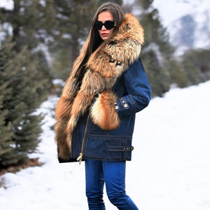 Classy Furry Faux Fur Collar Jacket Women's Fur Coats Online – sunifty