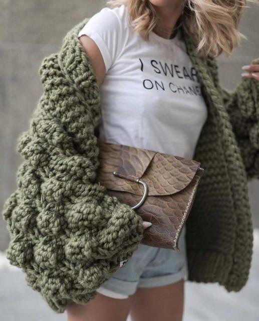 Oversized Chunky Thick Cable Knit Cardigan Sweater