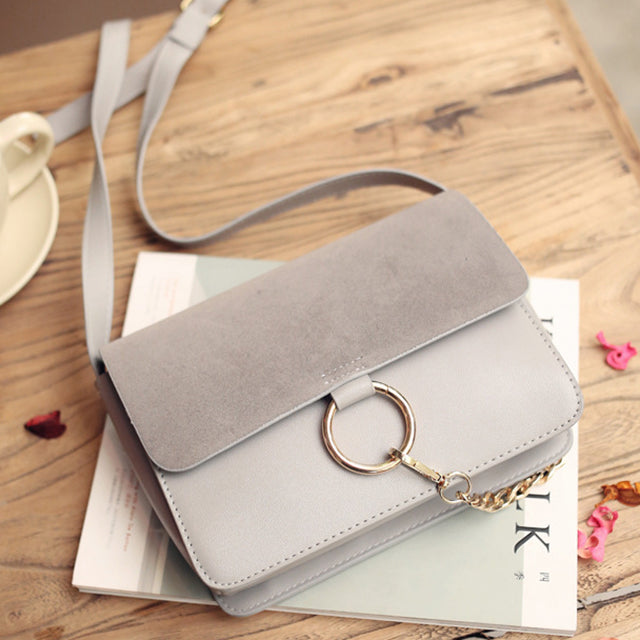 Chic Leather and Suede Shoulder Bag Handbag