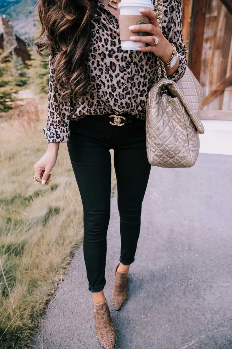 Oversized Retro Long Sleeve Leopard Print Button Up Shirt Womens