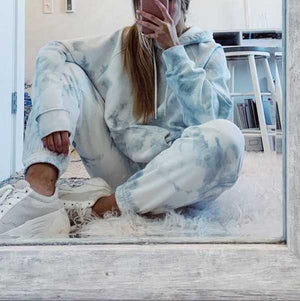 Matching Tie Tye Two Piece Sets Dyed Hoodie And Pants