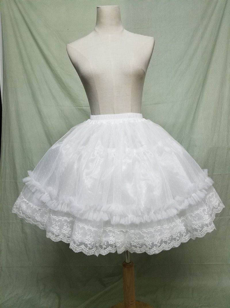 Puffy 4 Layered White Lace Lolita Petticoat Pettiskirt