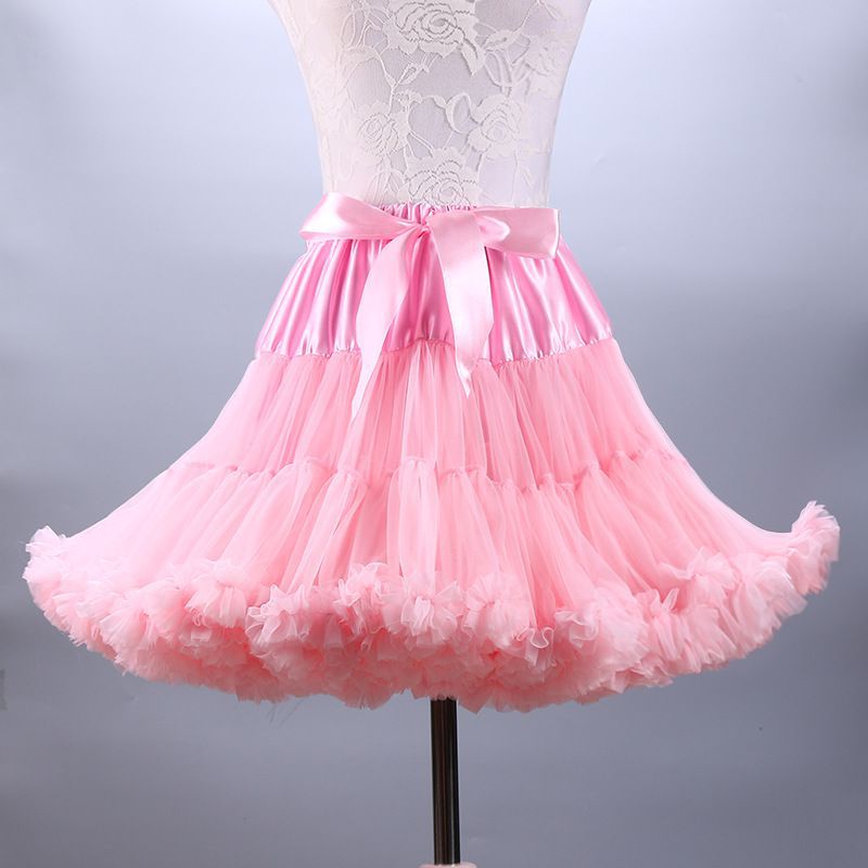 Pastel Pink Ballerina Tulle Tutu Skirt Puffy Ruffle Layered Lolita Petticoat Underskirt