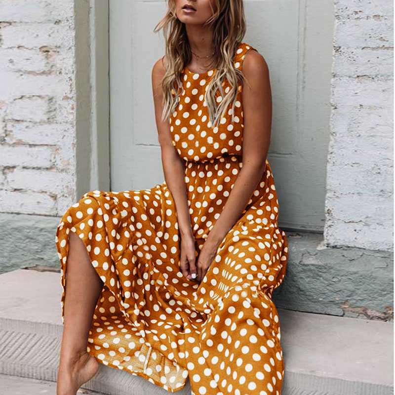 Retro Modest Polka Dot Maxi Dress Sundress – sunifty