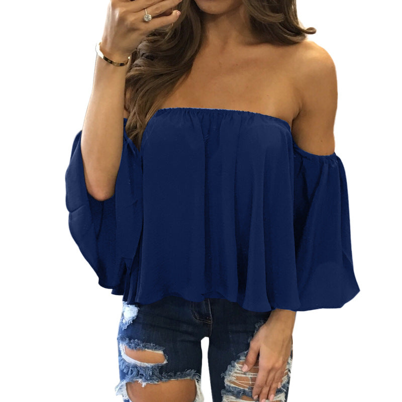 Tummy Hiding Oversized Off The Shoulder Tops Loose Blouse