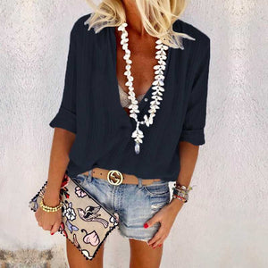 Simple Mesh Striped Half Button Up Womens Shirts