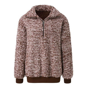 Faux Fur Sherpa Fleece Pullover Teddy Bear Sweatshirt