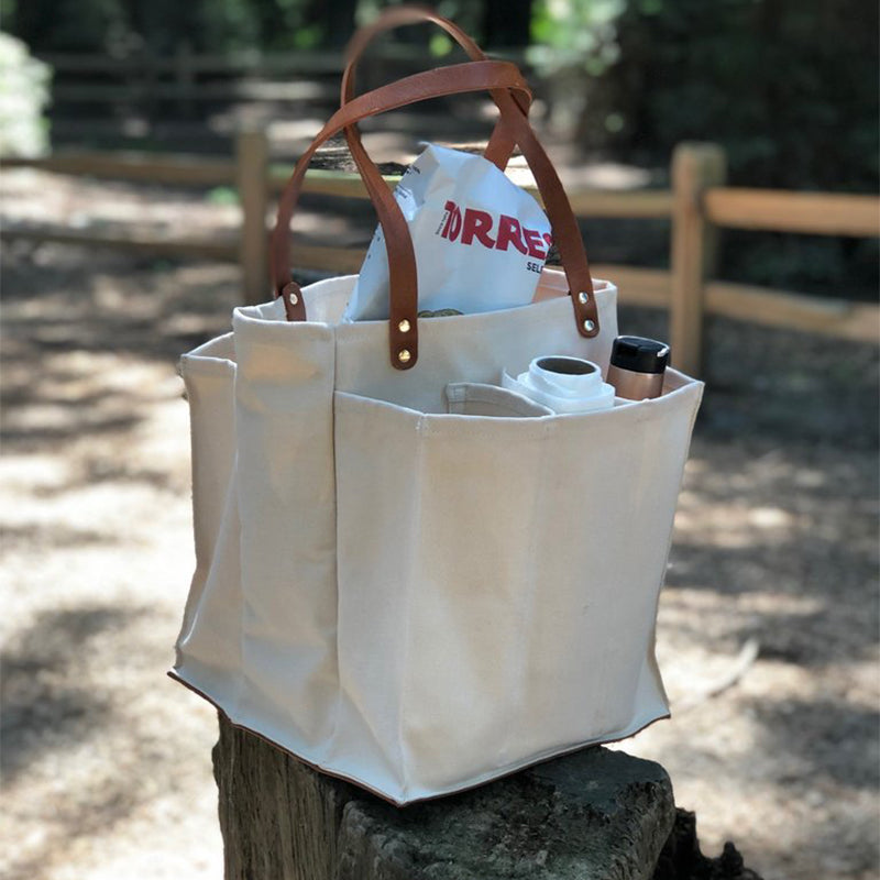 Utility Shopping Canvas Market Tote Bag With Multi compartments