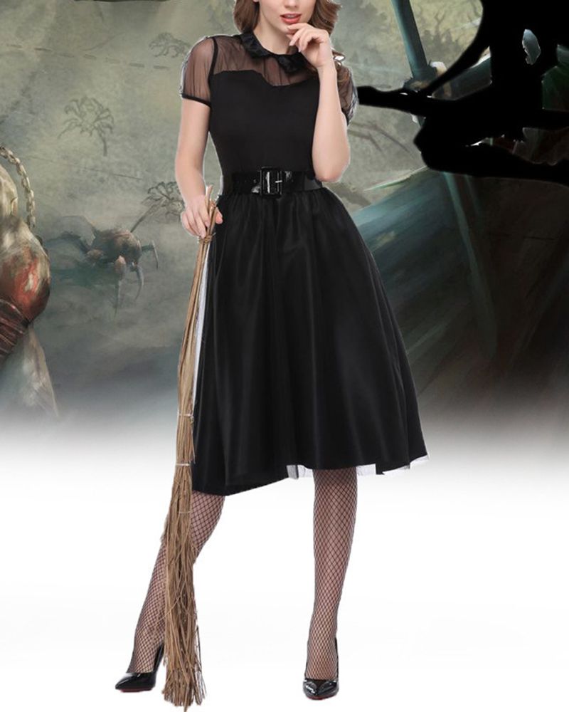 Black Gothic Cosplay Wizard Halloween Witch Dress – sunifty