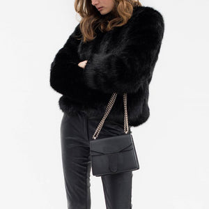 Free Ship Fluffy Mink Pink Faux Fur Coat