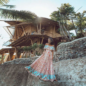 Free Ship Off Shoulder Flounce Layered Mini Dress