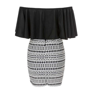 Free Ship Off Shoulder Flounce Layered Mini Dress