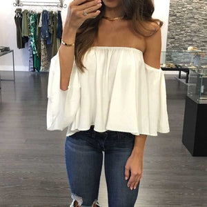 Off-the-Shoulder Loose Blouse, Regular