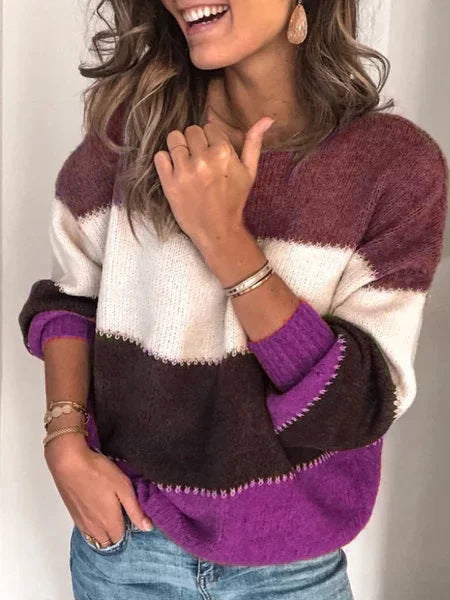 Oversized Comfy Cute Striped Fall Pullover Sweaters For women