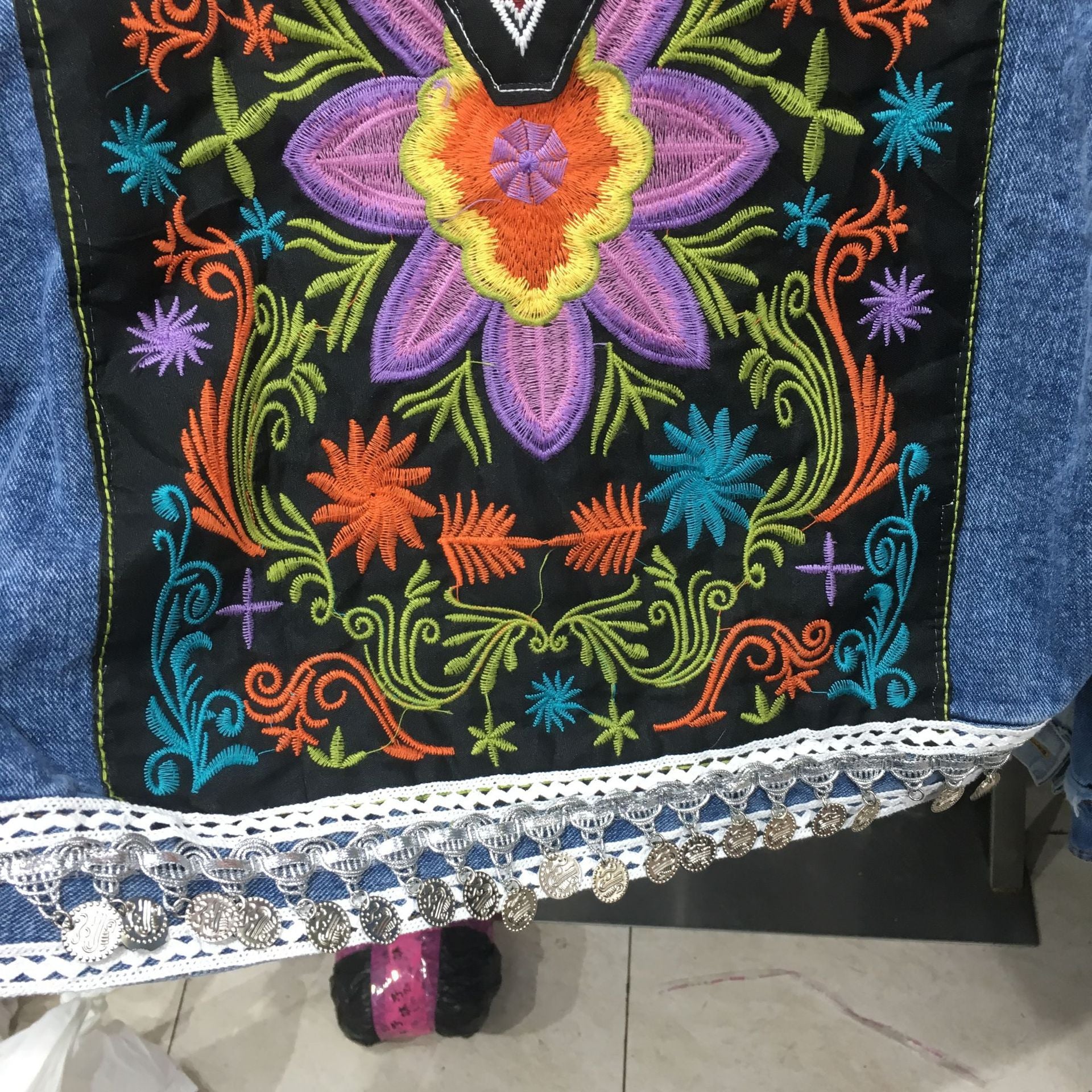 Bohemian Embrodie Western Tribal Native Retro Denim Jacket