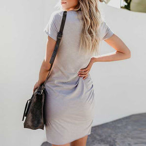 Solid Color Ruched Wrap Front Tight Tank Dress