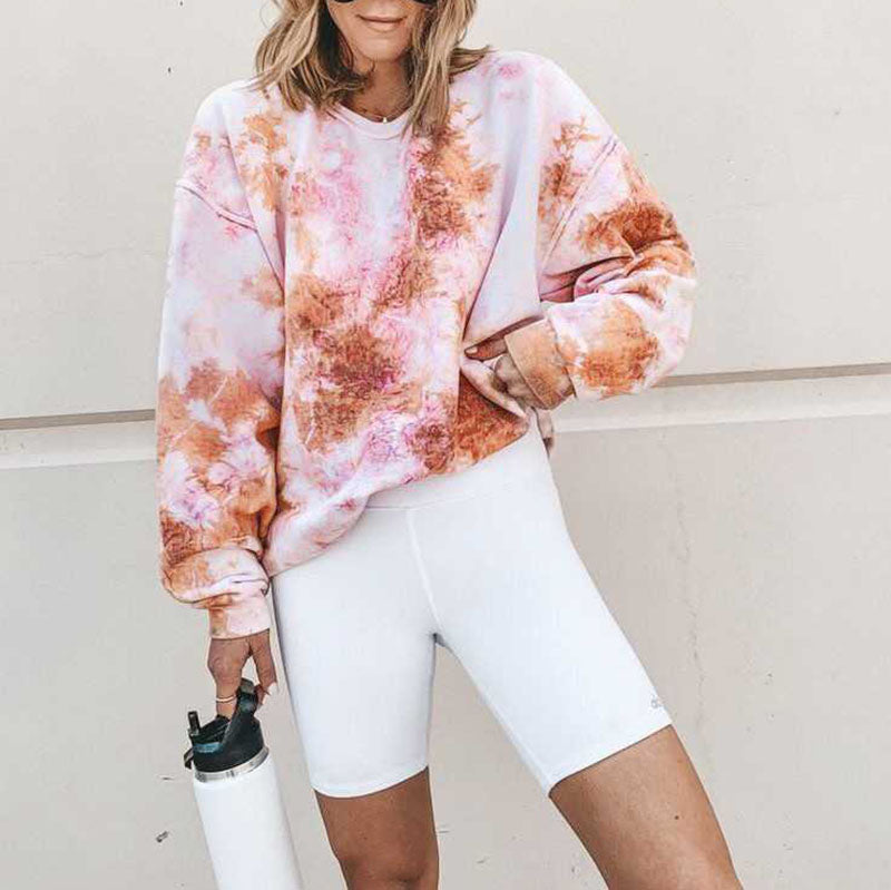 Thick Fashionable Pastel Pullover Tie Dye Sweatshirt Top