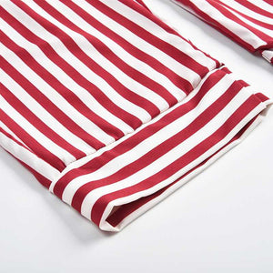 Tie Waist Belted Cigarette Trousers Striped Pants